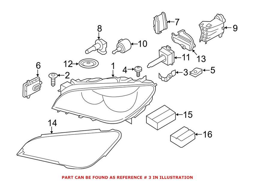 BMW Headlight Bracket - Driver Left 63117345589